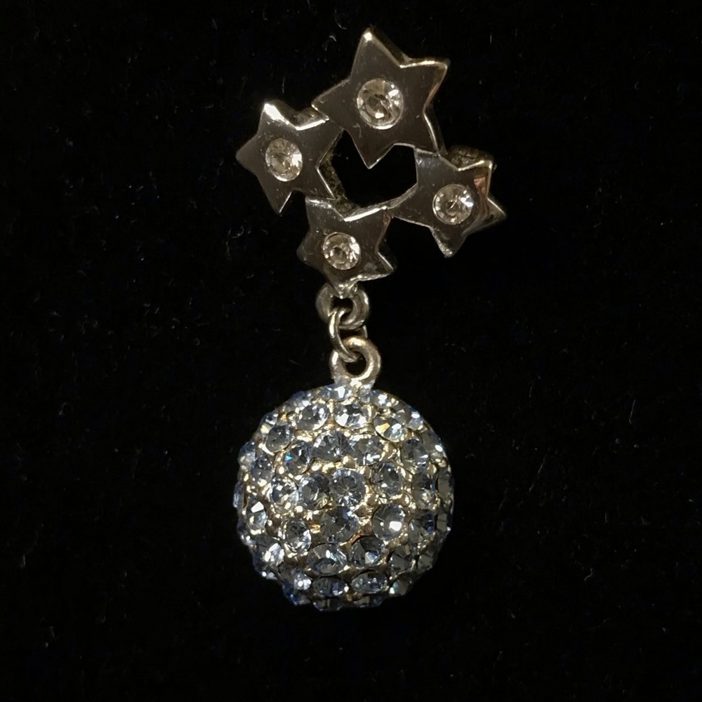 Vintage Monet Crystal Stars & Blue Crystal Half Sphere Brooch
